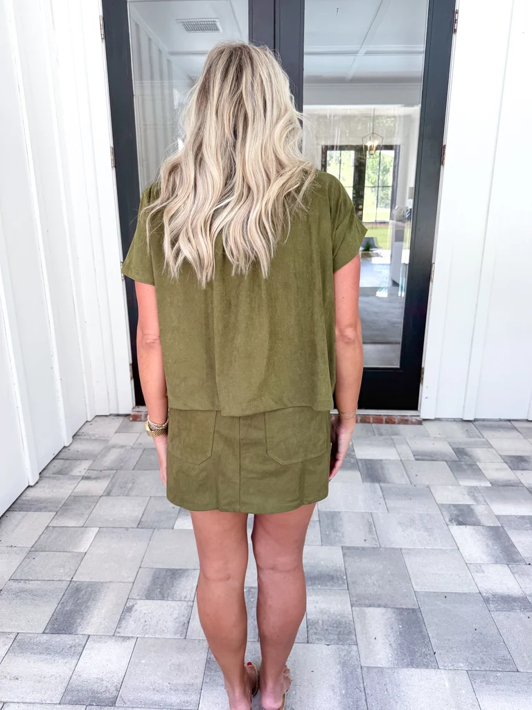 Olive Suede Skort alternate view